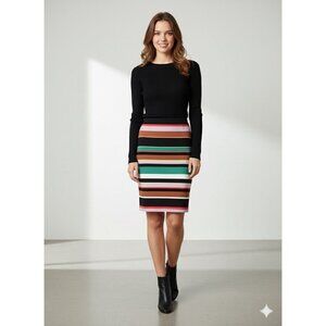 Worthington Multicolor Striped Pencil Skirt Sz‎ 16W Career Office Stretch